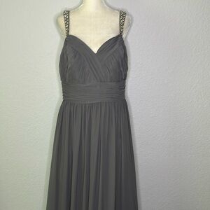 Alfred Angelo Charcoal Bridesmaid Formal Dress with Jeweled Straps 12